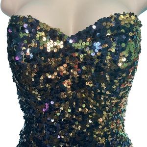 Mori Lee by Madeline Gardner Sequin Strapless Mini Dress